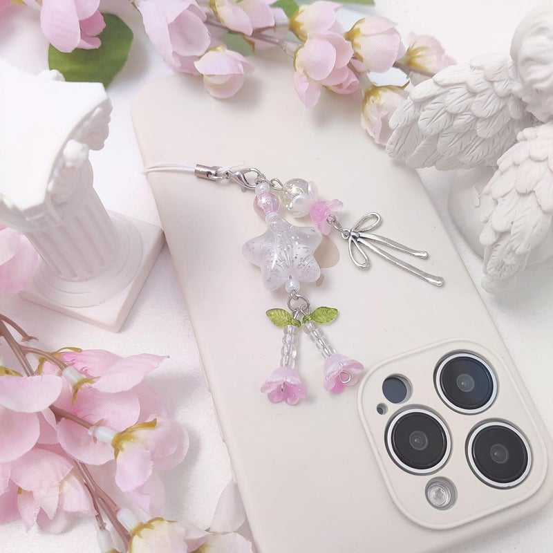 cioatu 1-4PCS Cute Phone Charms Aesthetic Y2K Cell Phone Charms Strap Pink Strawberry Butterfly Star PhoneCharm Y2K Accessories for Bag Keychain Airpods Camera Pendants Decor - Image 4